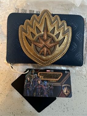 Loungefly Navy Wallet with Metallic Gold Emblem